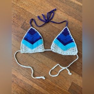 Crochet blue bikini top